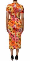 Multicolor Floral Print SilkSheath Midi Dress 3