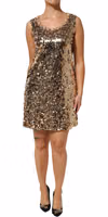 Gold Sequined Nylon A-line Sheath Mini Dress 1