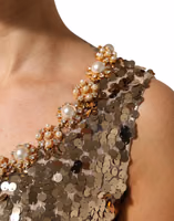 Gold Sequined Nylon A-line Sheath Mini Dress 5