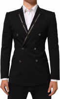 Black SICILIA Double Breasted Jacket Blazer 1