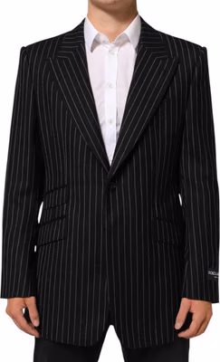 Dark Gray Stripes 2 Buttons Suit Jacket Blazer