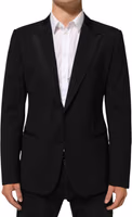 Black Wool 2 Buttons Suit Men Jacket Blazer 1