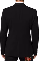 Black Wool 2 Buttons Suit Men Jacket Blazer 3