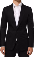 Black Wool 2 Buttons Suit Men Jacket Blazer 1