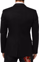 Black Wool 2 Buttons Suit Men Jacket Blazer 3
