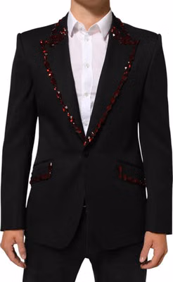 Black SICILIA Crystal Embellished Men Blazer