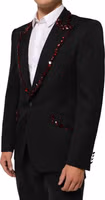 Black SICILIA Crystal Embellished Men Blazer 2