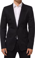 Black Cotton 2 Buttons Suit Jacket Blazer 1