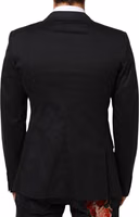 Black Cotton 2 Buttons Suit Jacket Blazer 3