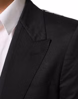 Black Cotton 2 Buttons Suit Jacket Blazer 5