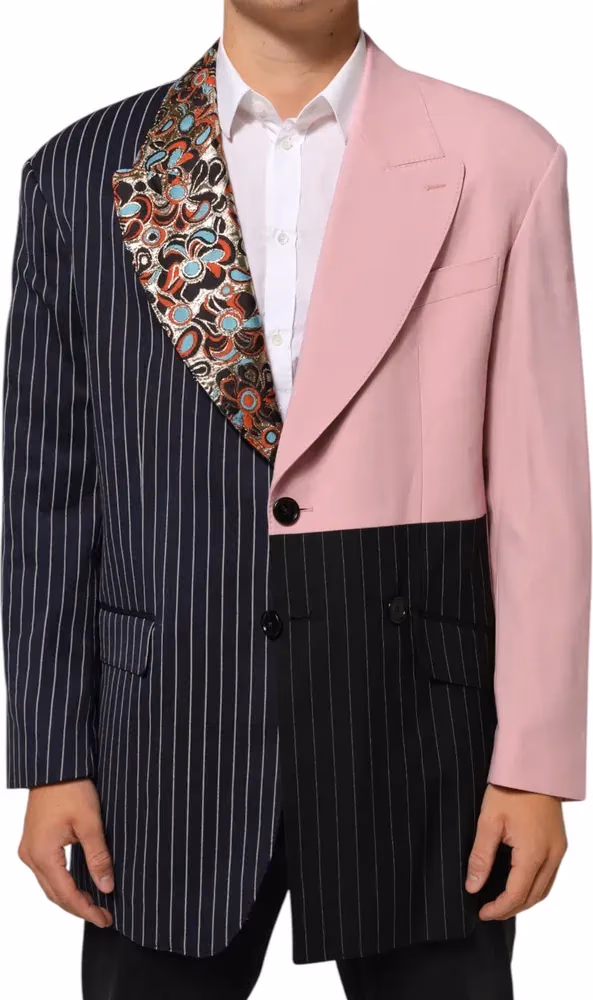 Multicolor Patchwork Single Breasted Jacket Blazer