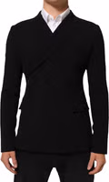 Black Wool Double Breasted Men Jacket Blazer 1
