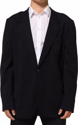 Dark Blue Viscose 2 Buttons Suit Jacket Blazer