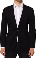 Black Viscose 2 Buttons Suit Jacket Blazer 1
