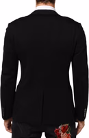 Black Viscose 2 Buttons Suit Jacket Blazer 3