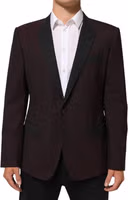 Maroon Wool 2 Buttons Suit Jacket Blazer 1