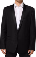Black Wool GOLD 1 Button Men Suit Blazer 1