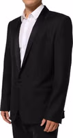 Black Wool GOLD 1 Button Men Suit Blazer 2