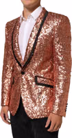 Pink Sequin SICILIA 1 Button Men Suit Blazer 2