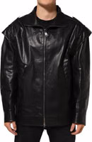 Black Leather Full Zip Biker Blouson Jacket 1