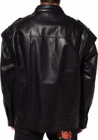 Black Leather Full Zip Biker Blouson Jacket 3