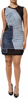 Blue Nylon Patchwork Denim Sheath Mini Dress 1