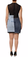 Blue Nylon Patchwork Denim Sheath Mini Dress 4