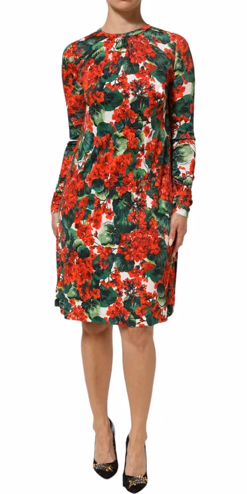 Multicolor Floral Short Portofino Dress