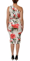 White Floral One Shoulder Sheath Dress 3
