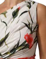 White Floral One Shoulder Sheath Dress 4