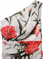 White Floral One Shoulder Sheath Dress 5