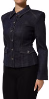 Dark Blue Cotton Collared Denim Coat Jacket 2