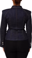Dark Blue Cotton Collared Denim Coat Jacket 3