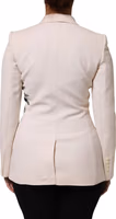 Beige Embroidered Single Breasted Jacket 3