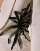 Beige Embroidered Single Breasted Jacket 5