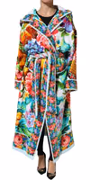 Multicolor Floral Print Belted Bathrobe Coat Jacket 1