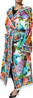Multicolor Floral Print Belted Bathrobe Coat Jacket 2