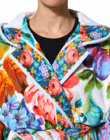 Multicolor Floral Print Belted Bathrobe Coat Jacket 4