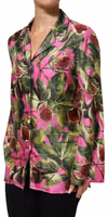 Hot Pink Fig Printed Silk Shirt Blouse Top 2