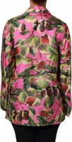 Hot Pink Fig Printed Silk Shirt Blouse Top 3