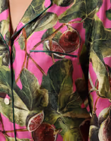 Hot Pink Fig Printed Silk Shirt Blouse Top 5