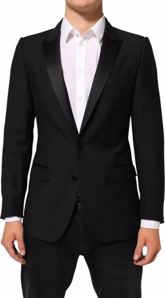 Black Wool MARTINI 2 Button Men Suit Blazer