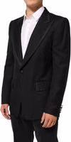 Black Wool 1 Button Suit Jacket Men Blazer 2