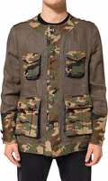 Brown Camouflage Linen Button Down Jacket 1