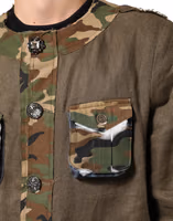 Brown Camouflage Linen Button Down Jacket 5