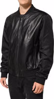 Black Leather Nylon FullZip Blouson Jacket 3