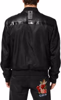 Black Leather Nylon FullZip Blouson Jacket 4
