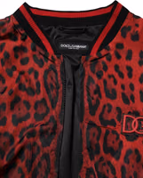 Red Leopard Print Full Zip Bomber Men Jacket 1