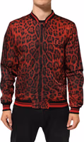 Red Leopard Print Full Zip Bomber Men Jacket 2