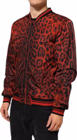 Red Leopard Print Full Zip Bomber Men Jacket 3